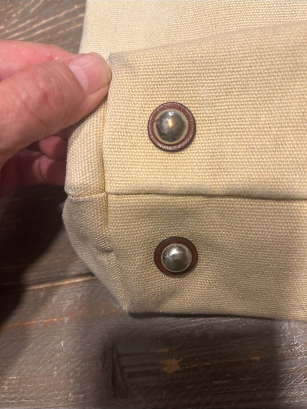 TOUS Cream Canvas Tote with Brown Leather Bear Appliqué - Picture 9 of 14